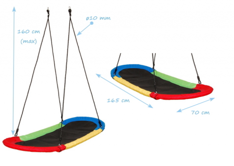 Nest Swing Seat XXL MULTICOLOUR Outdoor Multiple Child Swing with Adjustable Ropes pełne 1
